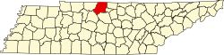 Karte von Sumner County innerhalb von Tennessee