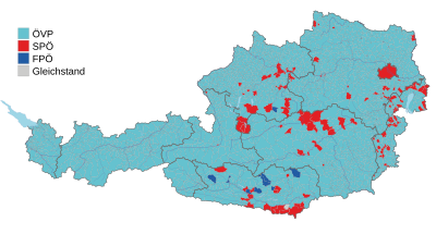 Stärkste Partei auf Gemeindeebene (ohne Wahlkarten)