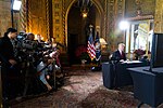 President Donald J. Trump holds a video teleconference with members of the U.S. military.