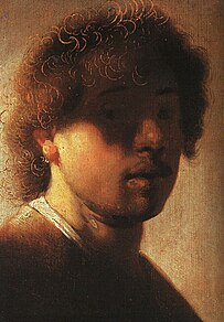 Молодий Рембрандт, бл. 1628, у 22-річному віці. Частково вправи у світлотіні. Рейксмузей.