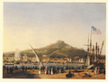 Vista del muelle del ayuntamiento hacia 1820