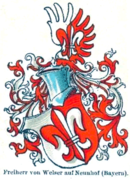 Stammwappen der Freiherren von Welser auf Neunhof (Bayern), zwischen 1900 und 1920