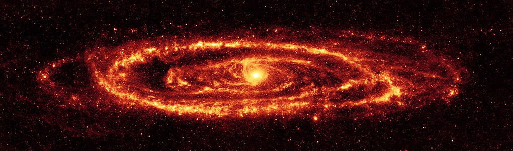 Spitzer Uzay Teleskobu'ndan Andromeda Gökadası´nın kızılötesi görünümü.(Üreten:NASA/JPL-Caltech/K. Gordon (University of Arizona))