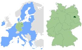 Местоположба во ЕУ и Германија