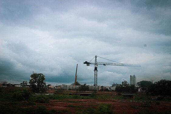 Crane on site sky