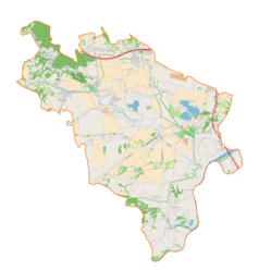 Mapa konturowa gminy Liszki, po prawej nieco na dole znajduje się punkt z opisem „Kamieniołom w Piekarach”