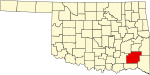 State map highlighting Pushmataha County