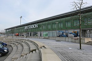 Außenansicht des AOK Stadions (2015)