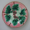 Boch Freres Kermis Plate, coloured glazes, c. 1880, grapes and vine leaves pattern