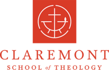 Red rectangle showing school seal with the words "Claremont School of Theology"