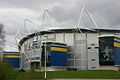 El Estadio en azul y oro destacado por un día gris