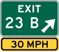 E5-1a and E13-1P Exit number sign with speed advisory