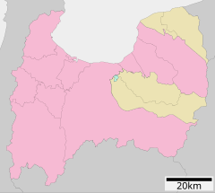 富山県立富山西高等学校の位置（富山県内）