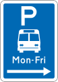 (R6-53.2.2) Bus Parking: Non-standard Hours (on the right of this sign)