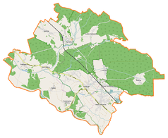 Mapa konturowa gminy Popielów, po lewej znajduje się punkt z opisem „Stobrawa”