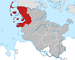 Li position de Subdistrict Nordfriesland in Schleswig-Holsteinia