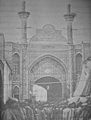 سردر آرامگاه در دوران قاجار با نشان سلطان صاحبقران، بانی نوسازی بنا