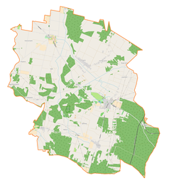 Mapa konturowa gminy Siemkowice, w centrum znajduje się punkt z opisem „Mokry Las”