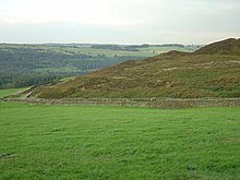 Millstone Grit blocks at Canyards Hill forming a large landslip.