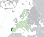 Map showing Portugal in Europe