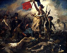 La llibertá guiando al pueblu, Delacroix, 1830