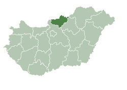 Location of Nograd County in Hungary