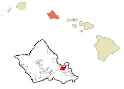 Location in Honolulu County and the state of Hawaii