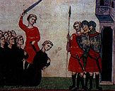 הוצאתו להורג של קונראדין. כתב יד מהמאה ה-14