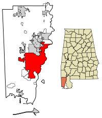 Location within Mobile County