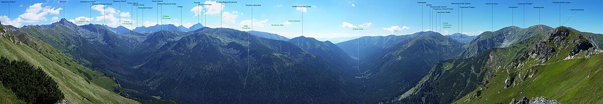Panorama z Goryczkowej Czuby (ze szlaku turystycznego z południowych stoków pod wierzchołkiem)