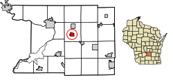 Location of Wyocena in Columbia County, Wisconsin