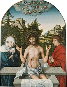 Lucas Cranach the Elder, Pfirtscher Altarpiece: Christ as the Man of Sorrows, 1524, Augustiner Museum