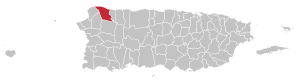 Map of Puerto Rico highlighting Isabela Municipality
