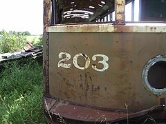 Saskatoon Municipal Railway streetcar No. 203 at Saskatchewan Railway Museum