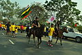 Horse Riders leading the way to the Kangla Fort while a Meitei holds the torch to inaugurate the sports festival on the first day of Yaosang.