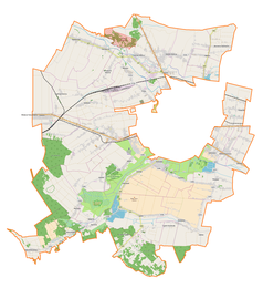 Mapa konturowa gminy wiejskiej Zamość, na dole nieco na prawo znajduje się punkt z opisem „Lipsko-Kosobudy”