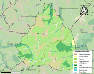 Carte en couleurs présentant l'occupation des sols.