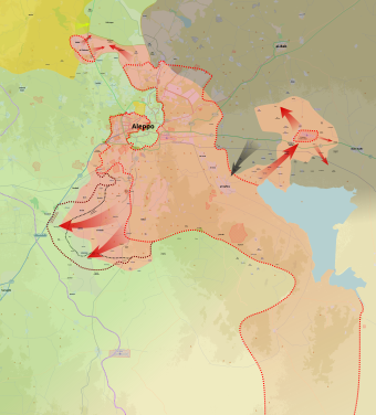 Mapa de les ofensives a Alep durant la Guerra Civil siriana, 2015[Nota 1][45][46][47][48][49][50]