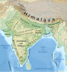 Lage der Kardamomberge im Süden Indiens