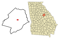 Location in Hancock County and the state of Georgia