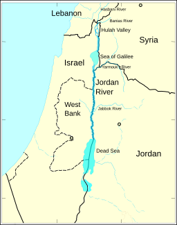 Jordanelva renn langs grensa mellom Jordan og Israel