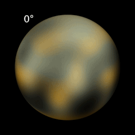 Imagine sintetizată a lui Pluton realizată de același Hubble (rezoluție maxim posibilă, 2010)