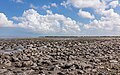 Wierum (Noardeast-Fryslân), zicht op de Waddenzee vanaf de zeedijk. (slikvelden)