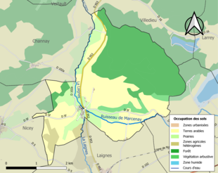 Carte en couleurs présentant l'occupation des sols.