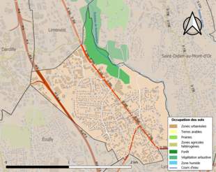 Carte en couleurs présentant l'occupation des sols.