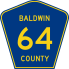 Bouclier de la route 64 du comté de Baldwin