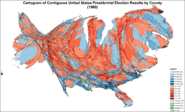 Cartogram of presidential election results by county