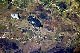 Satelita vido de la Marĉo Iberao, en Corrientes, anhavas el 15 000 al 25 000 km² kaj estas la dua plej granda malsekejo de la mondo.