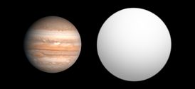Сравнение размеров Юпитера и HAT-P-16 b