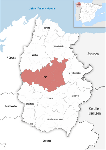 Die Lage des Gerichtsbezirk Lugo in der Provinz Lugo